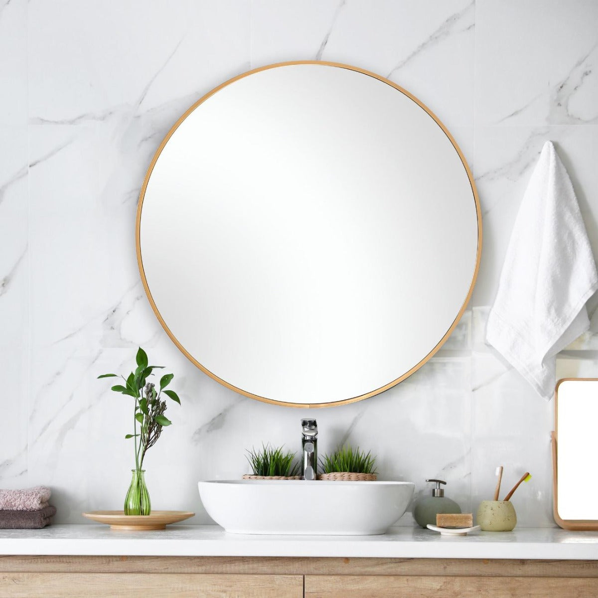Keiichi Evelyn Round Mirror Gold, view 2