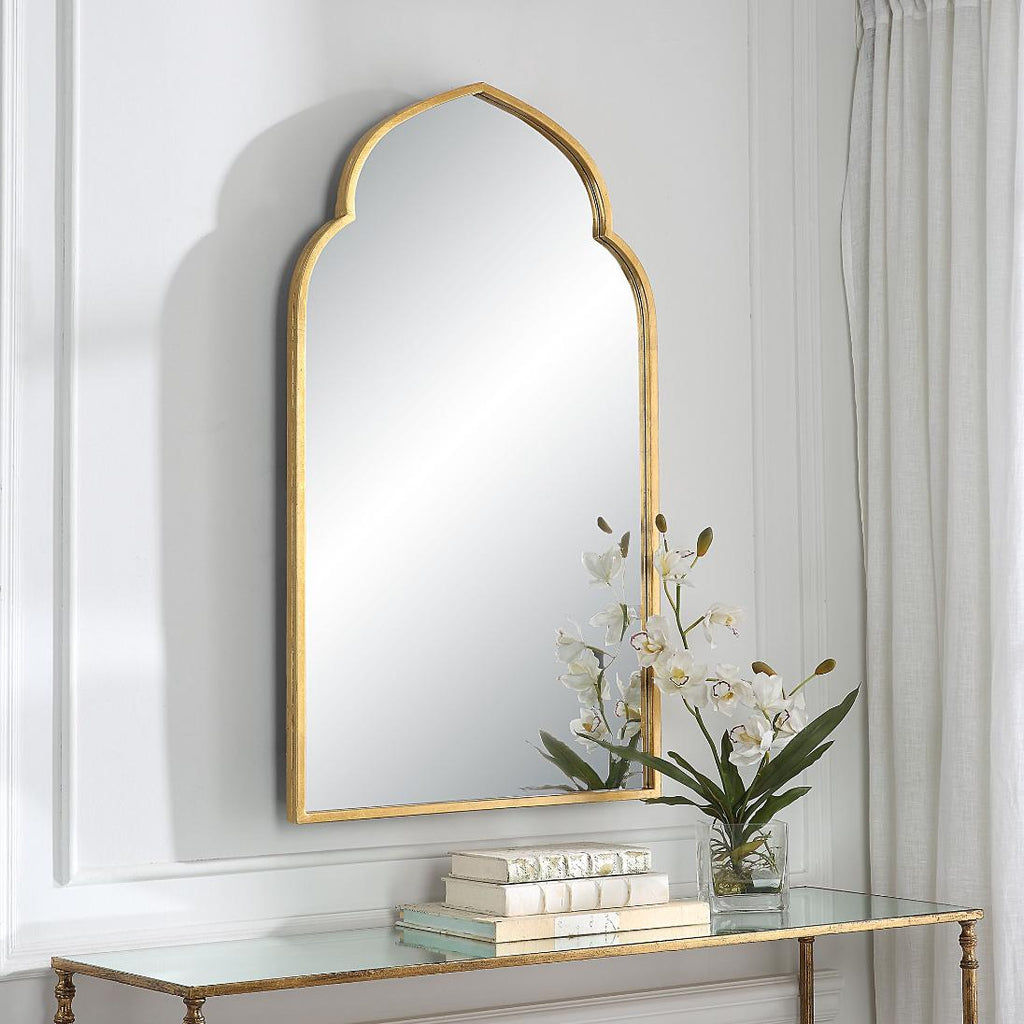 Keiichi Temple Arched Mirror in Gold, view 9
