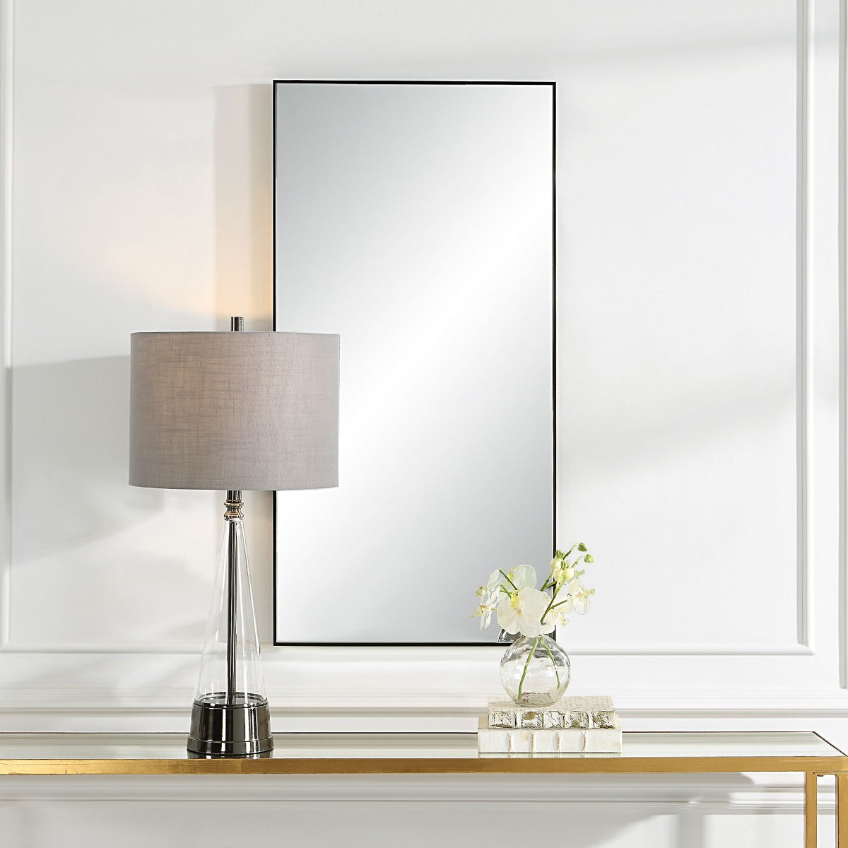 Keiichi Slim Frame Midi Mirror in Black, view 2