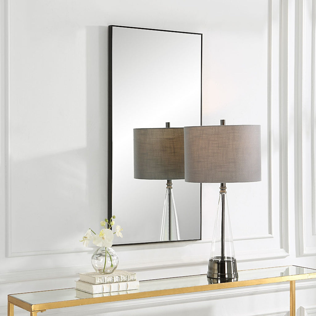 Keiichi Slim Frame Midi Mirror in Black, view 3