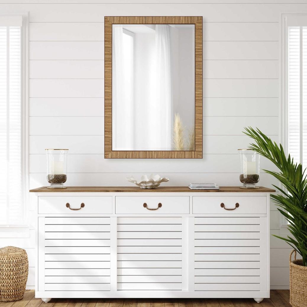 Keiichi Indiana Rattan Rectangle Mirror, view 2