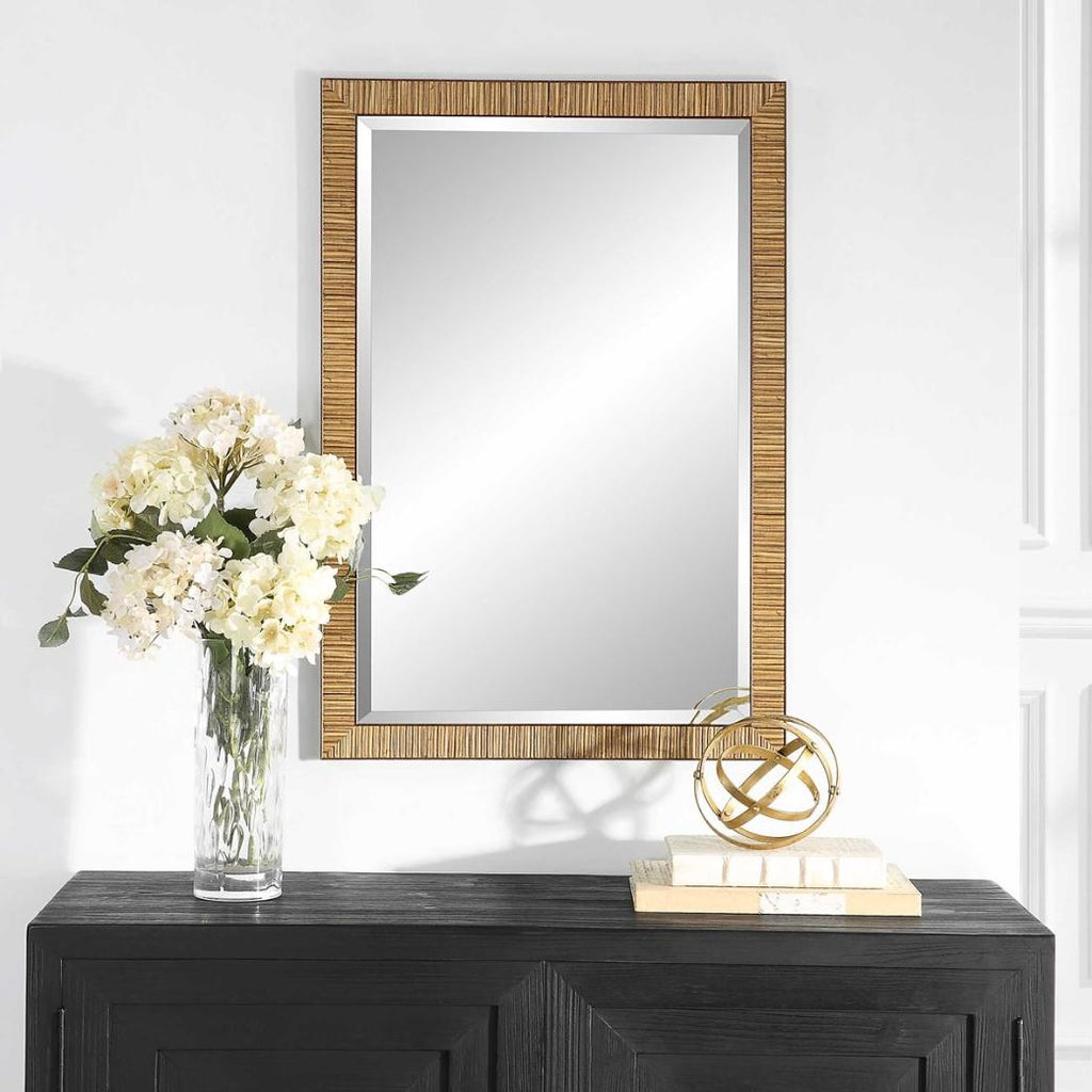Keiichi Indiana Rattan Rectangle Mirror, view 3