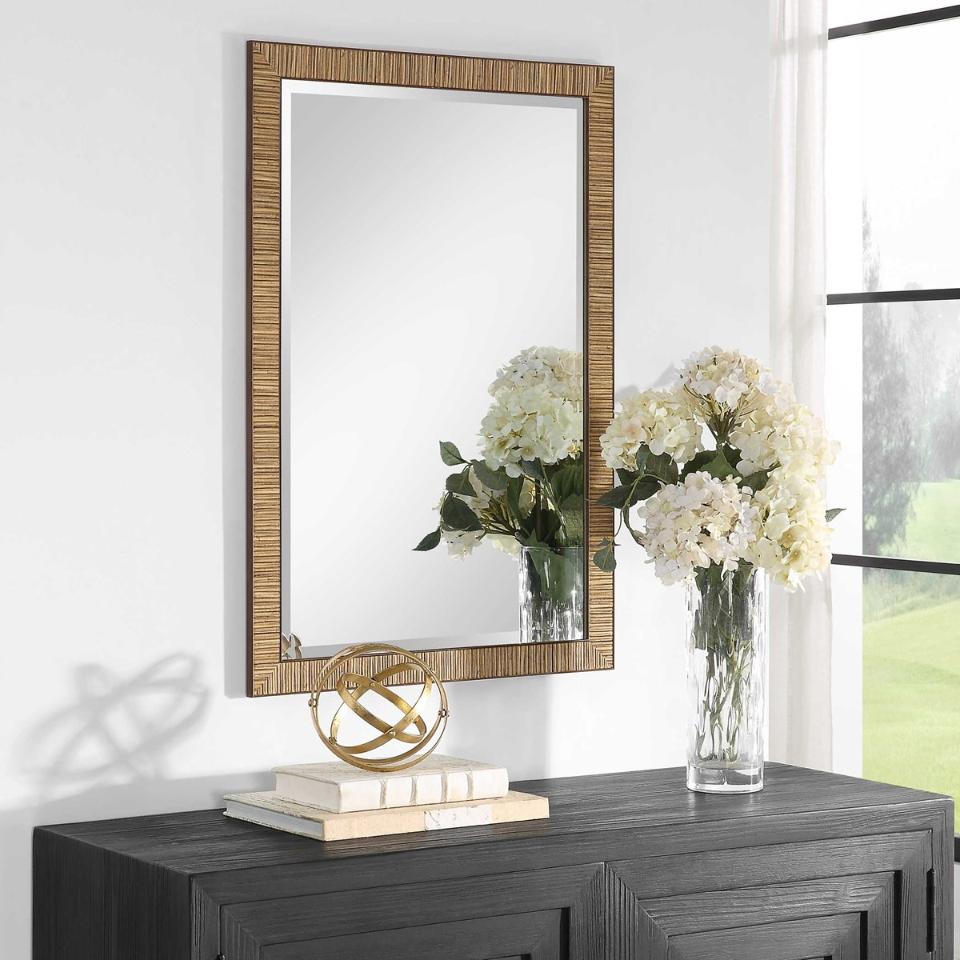Keiichi Indiana Rattan Rectangle Mirror, view 4