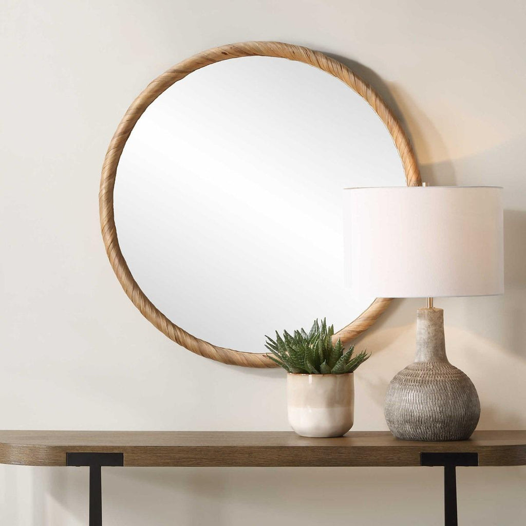 Keiichi Round Seagrass Mirror, view 5