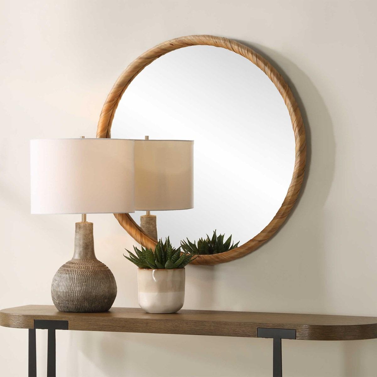 Keiichi Round Seagrass Mirror, view 2