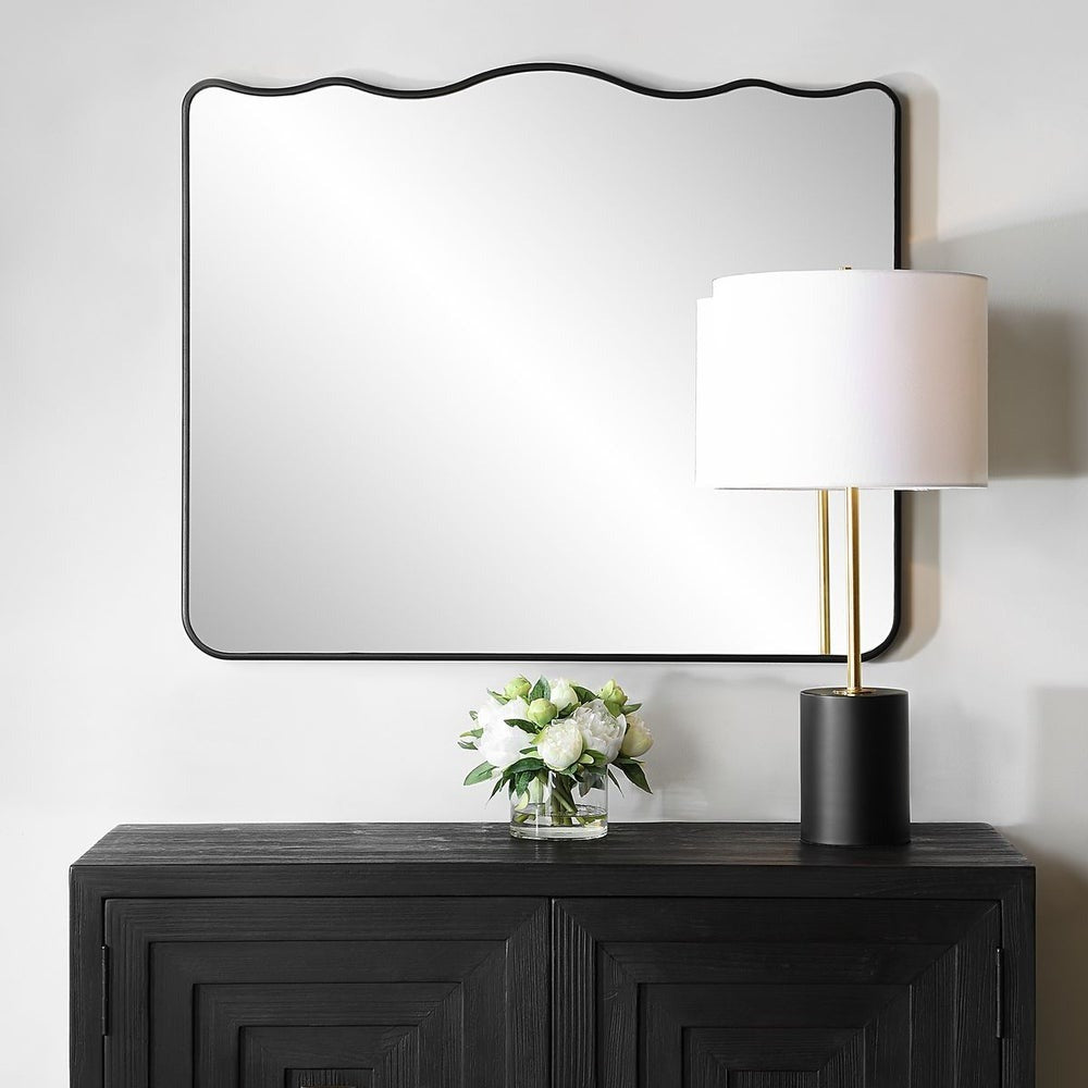 Keiichi Grace Scalloped Mirror in Black, view 2
