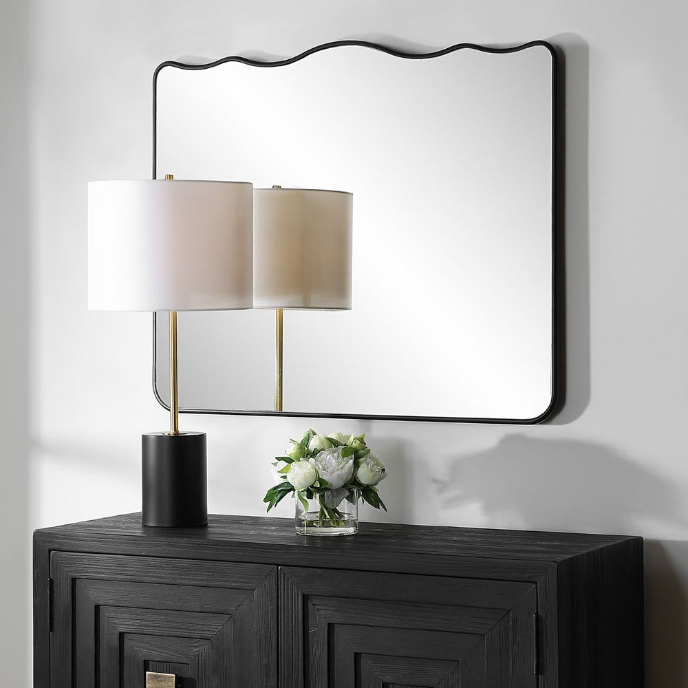 Keiichi Grace Scalloped Mirror in Black, view 3