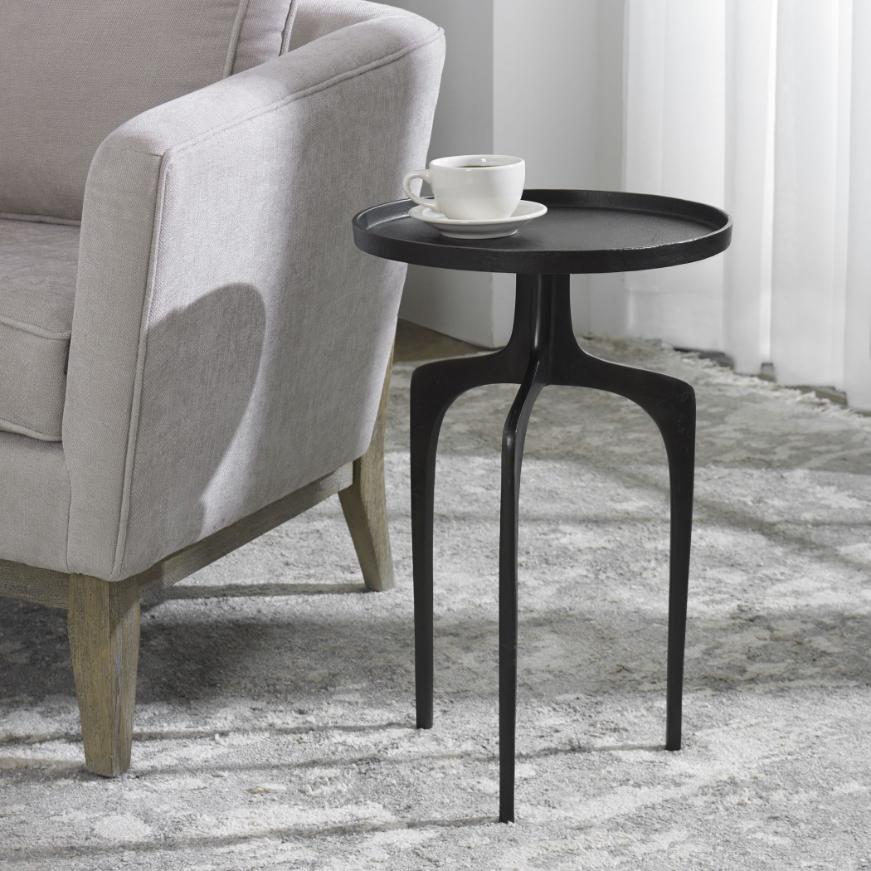 Keiichi Tripod Side Table Black, view 2