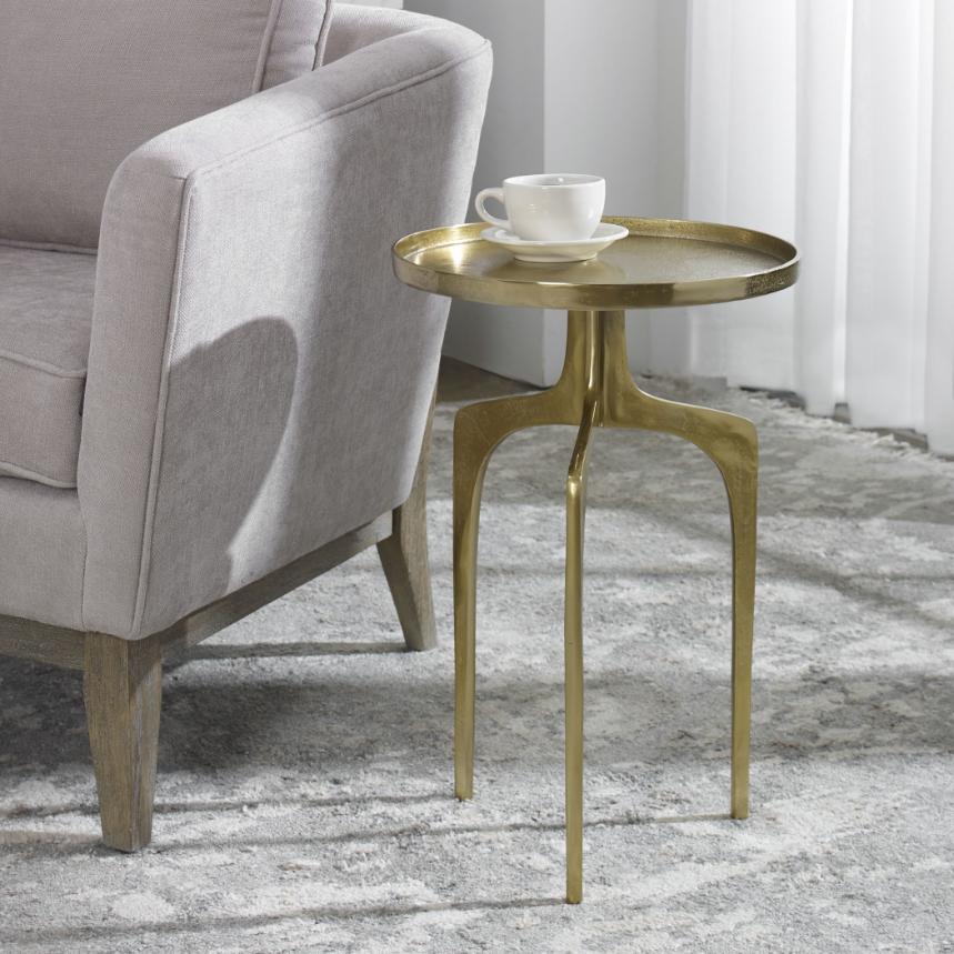 Keiichi Tripod Side Table Gold, view 2