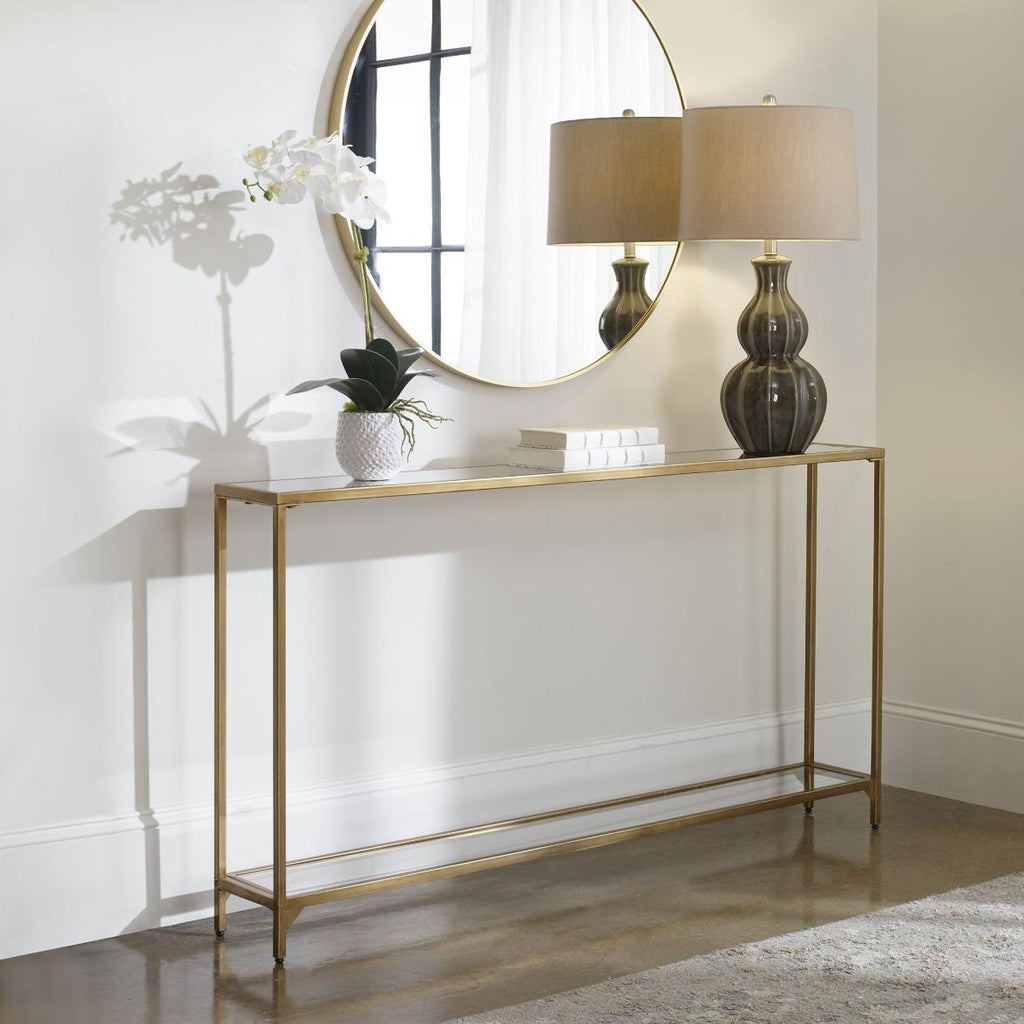 Keiichi Slimline Console Gold Finish, view 3