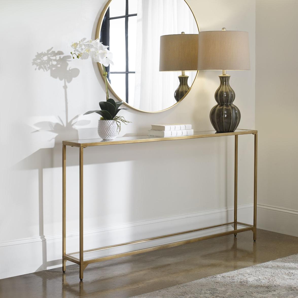 Keiichi Slimline Console Gold Finish, view 3