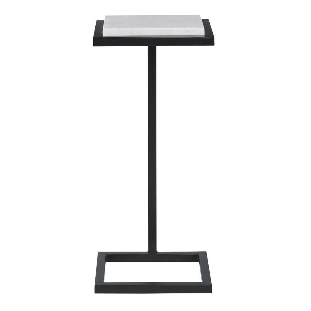 Keiichi Served Accent Table White Marble & Black, view 4