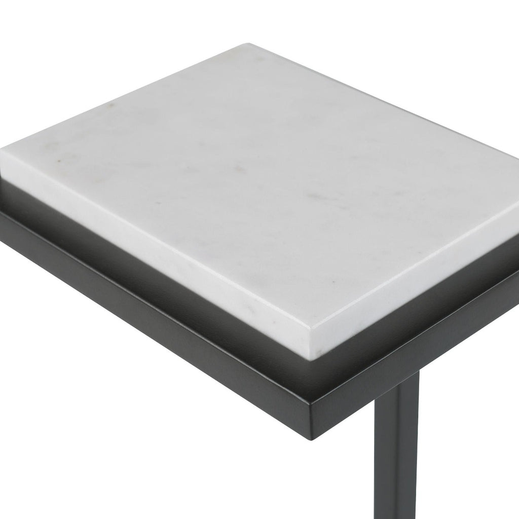 Keiichi Served Accent Table White Marble & Black, view 3