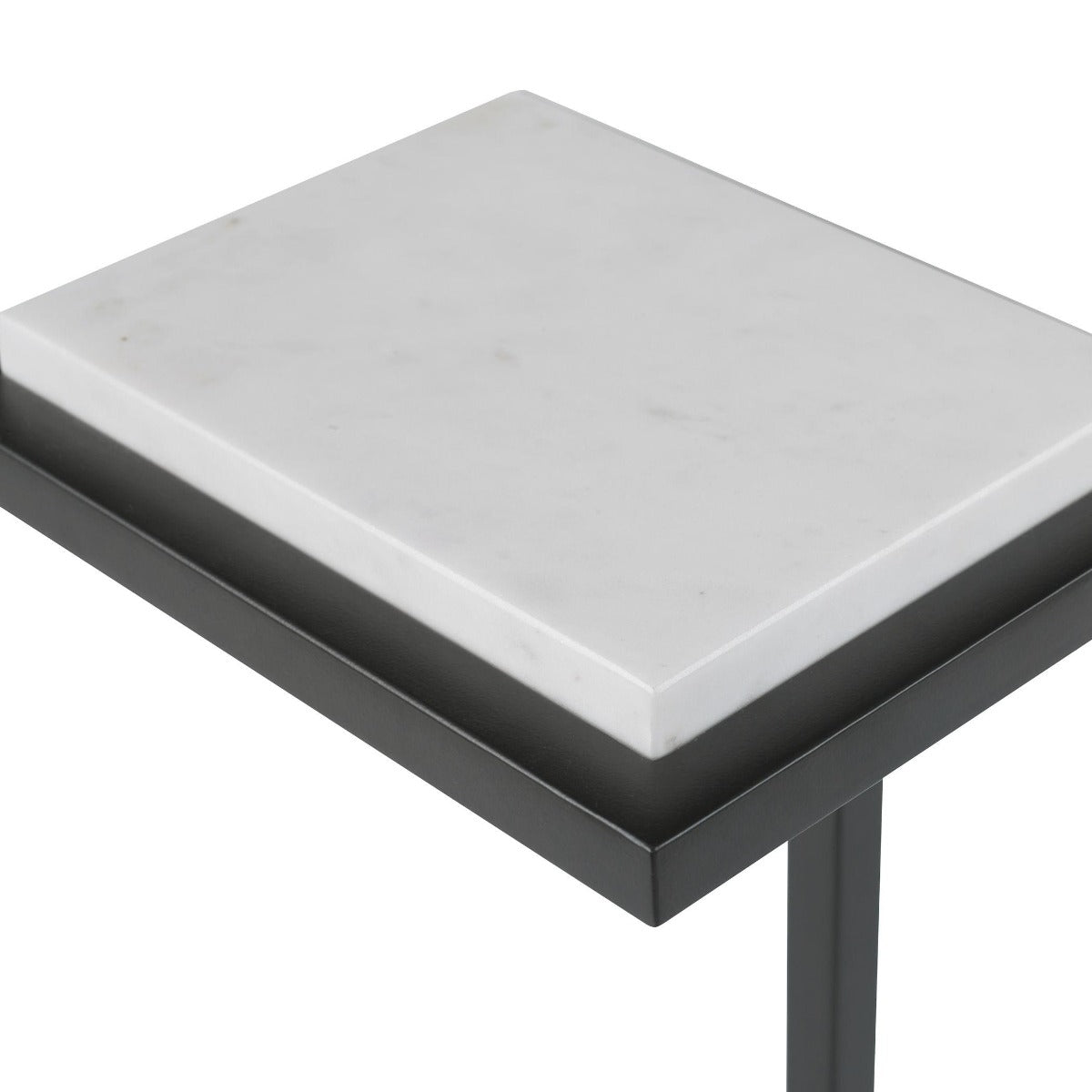 Keiichi Served Accent Table White Marble & Black, view 3