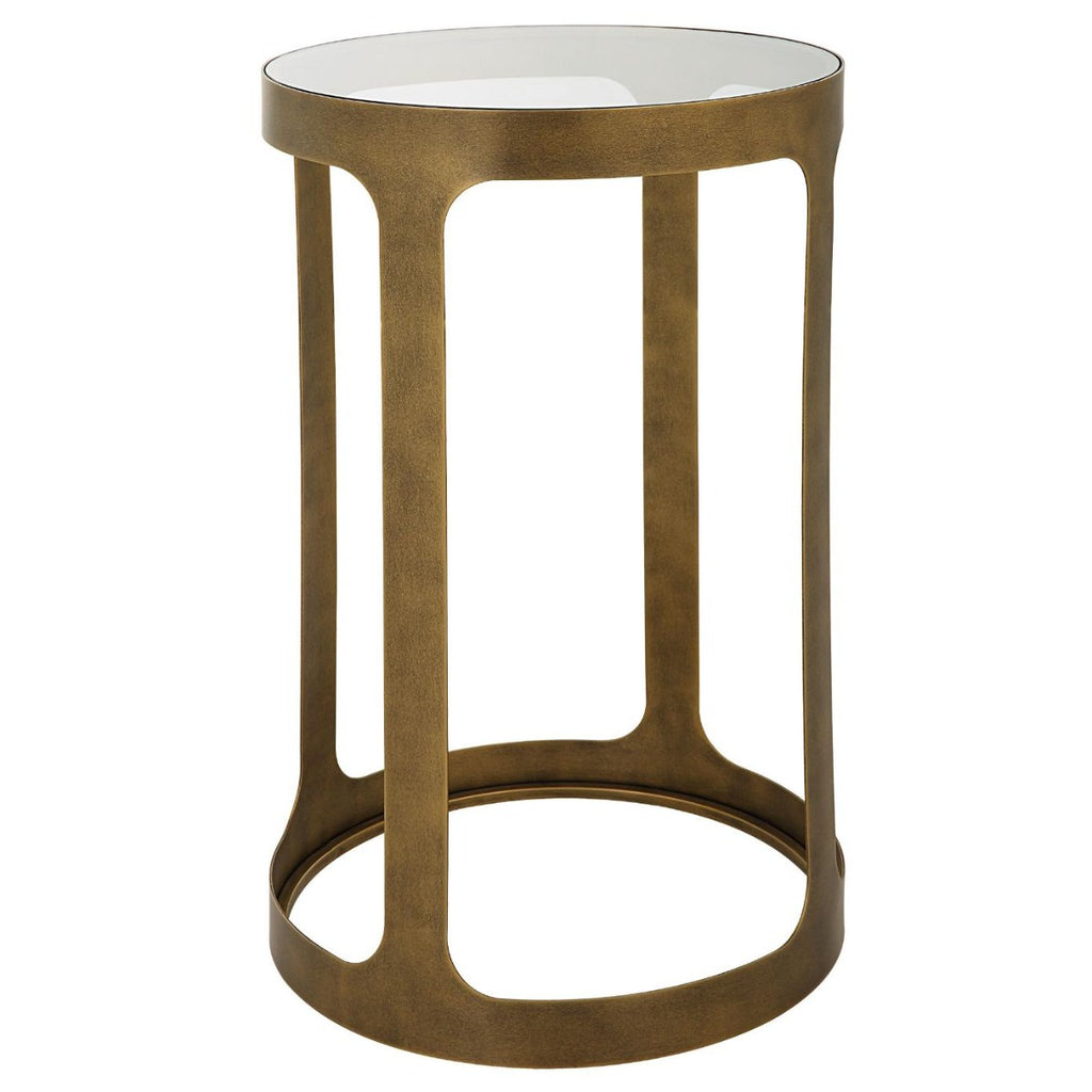 Keiichi Retro Cutout Side Table Brass & Glass