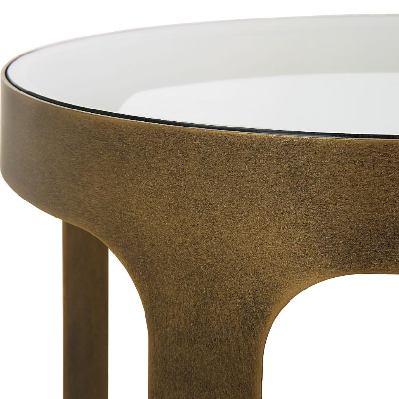 Keiichi Retro Cutout Side Table Brass & Glass, view 3