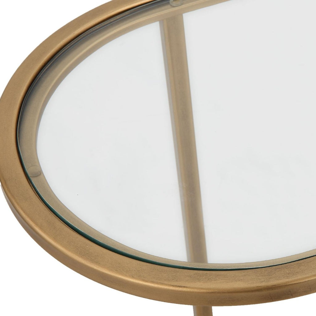 Keiichi Slide Nesting Side Tables Brass & Glass, view 5
