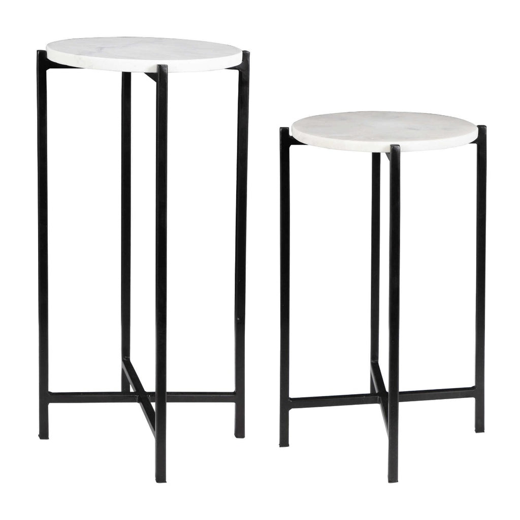 Keiichi Orla Side Tables White Marble & Black, view 3