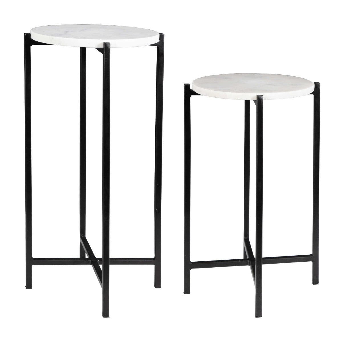 Keiichi Orla Side Tables White Marble & Black, view 3
