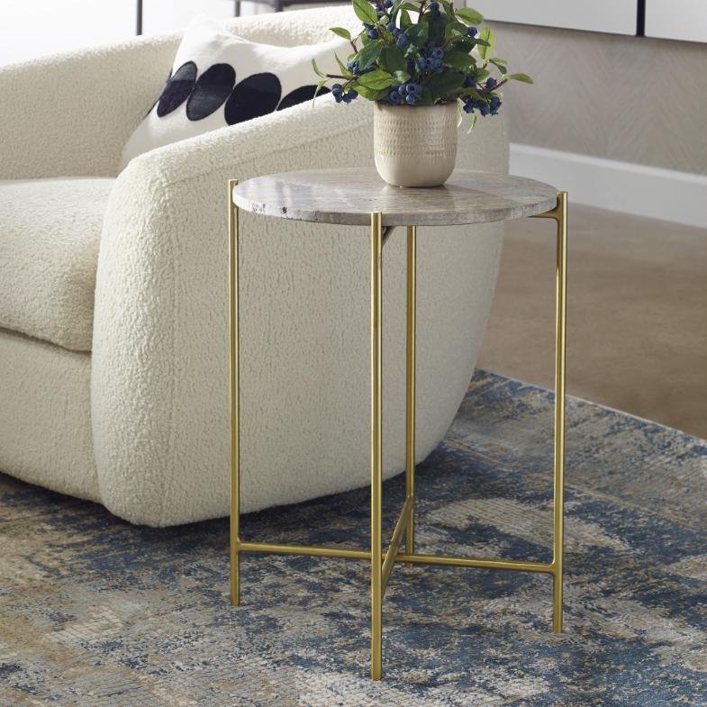 Keiichi Travertine Top Side Table, view 4
