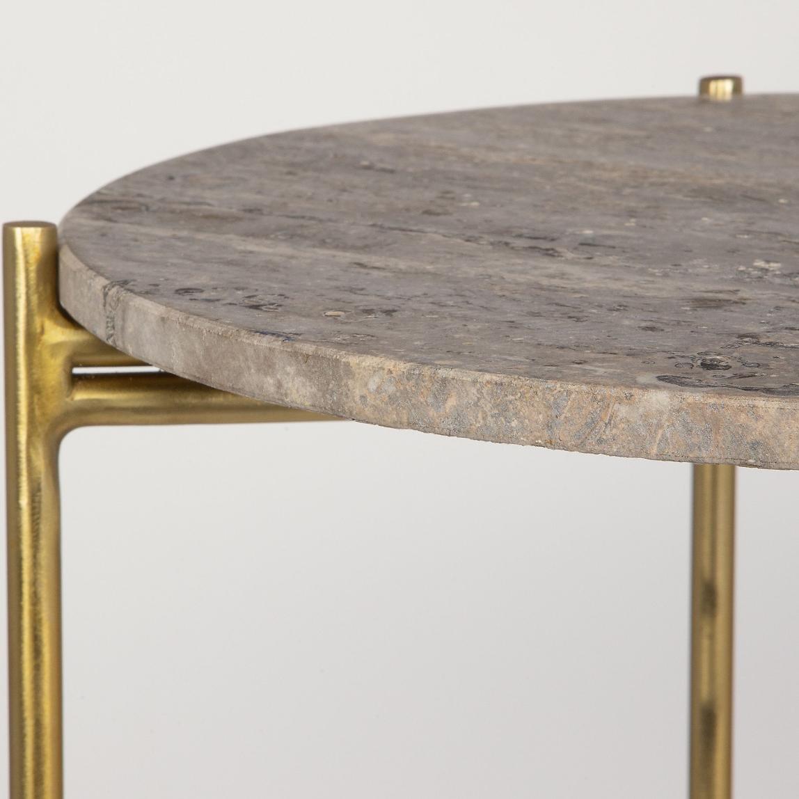 Keiichi Travertine Top Side Table, view 3