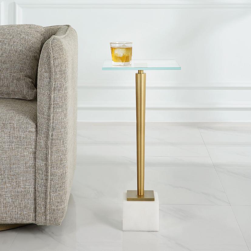 Keiichi Crisp Drinks Table Marble & Brass, view 6