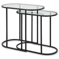 Keiichi Slide Nesting Side Tables Black and Glass