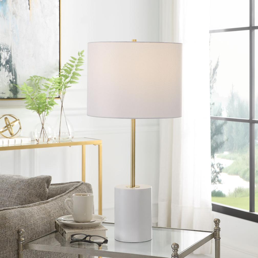 Keiichi Simplistic Table Lamp in White, view 3
