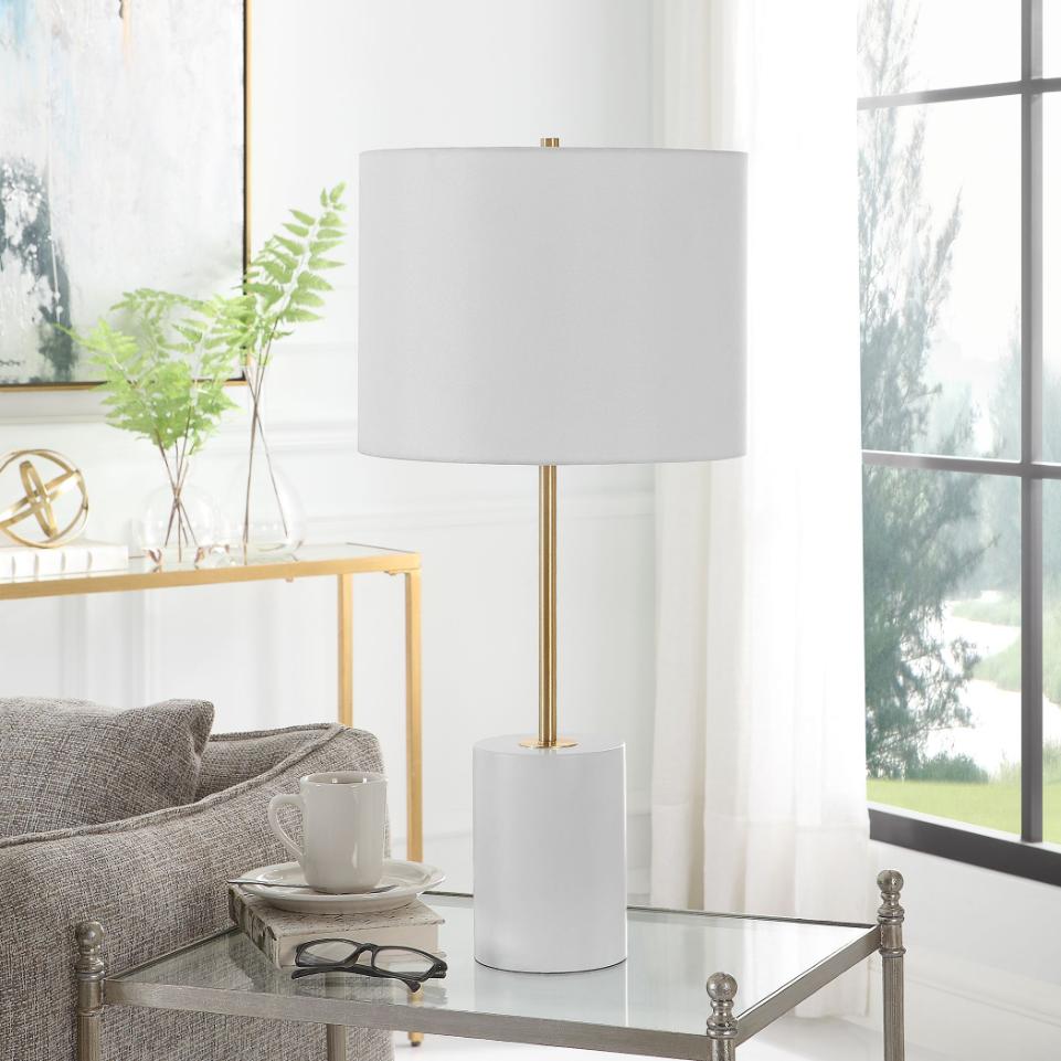 Keiichi Simplistic Table Lamp in White, view 2